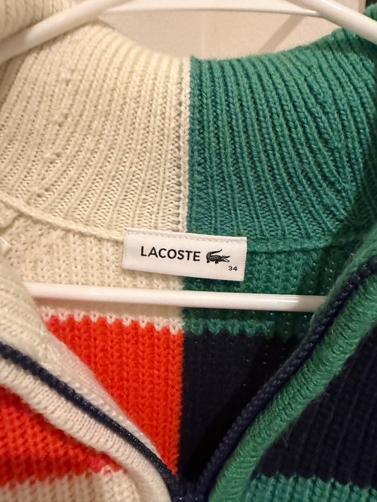 Women's Wool Zip Neck Contrast Stripe Colorblock Sweater - Picture 4 of 4